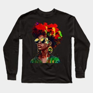 Juneteenth Afro Woman Black Queen African American Melanin Long Sleeve T-Shirt